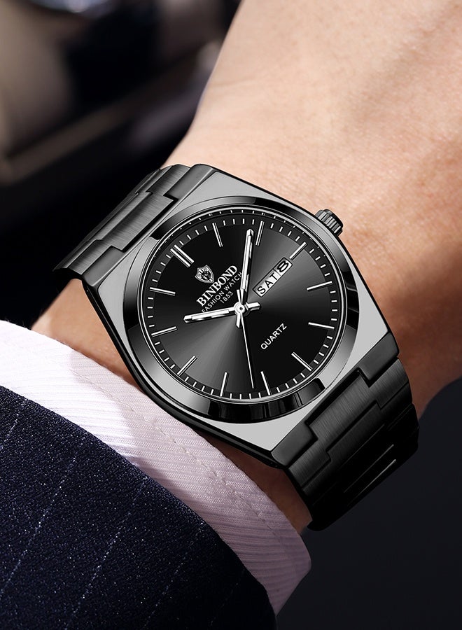 بينبوند ساعة رجالية فاخرة من أفضل الماركات، ساعات كوارتز أصلية للرجال، مقاومة للماء، مزودة بتقويم وعرض للأسبوع، مصنوعة من الفولاذ المقاوم للصدأ. - Image 3